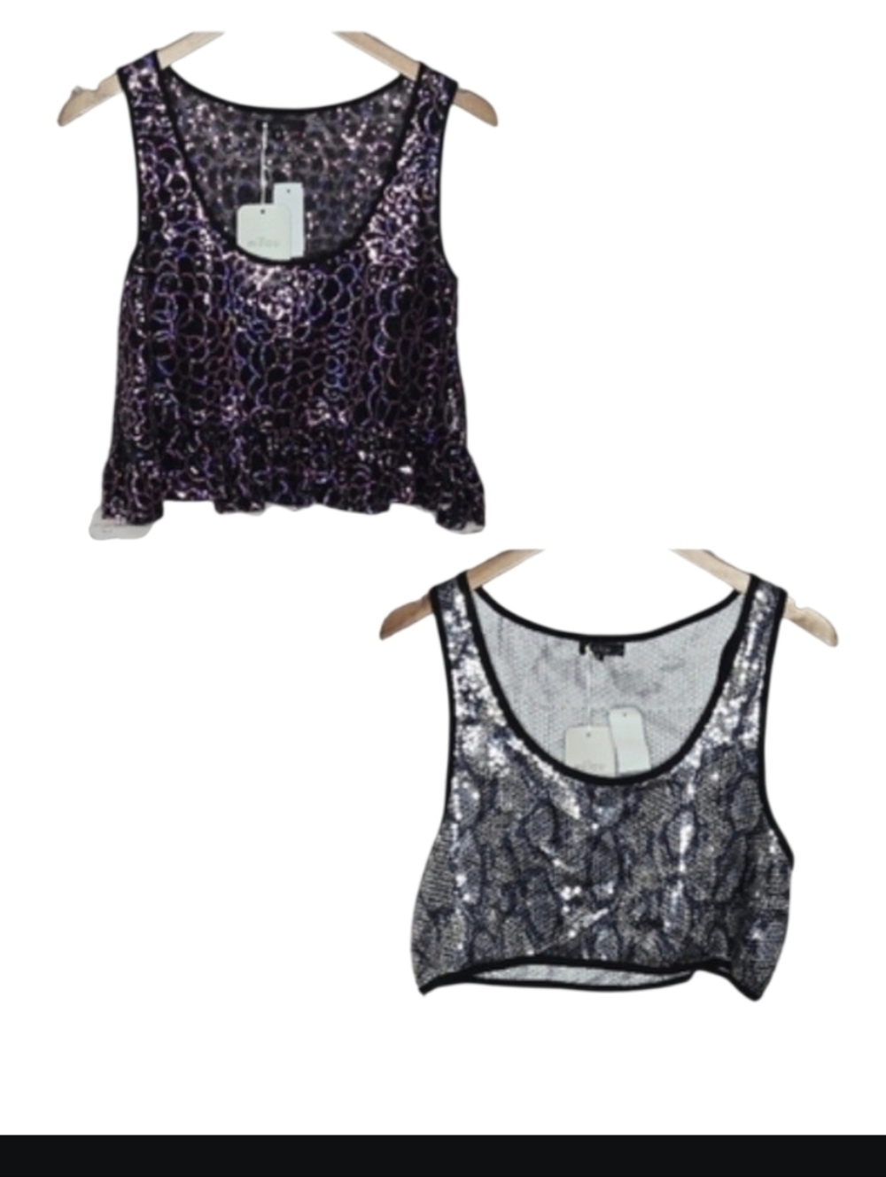 Millau Sequins Cropped Tank Tops Bundle Lot Of 2